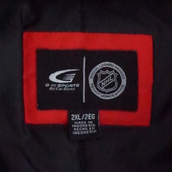Vintage Starter Calgary Flames Black Red Hooded Jacket NHL Fanwear Sporty 2XL - Picture 11 of 12